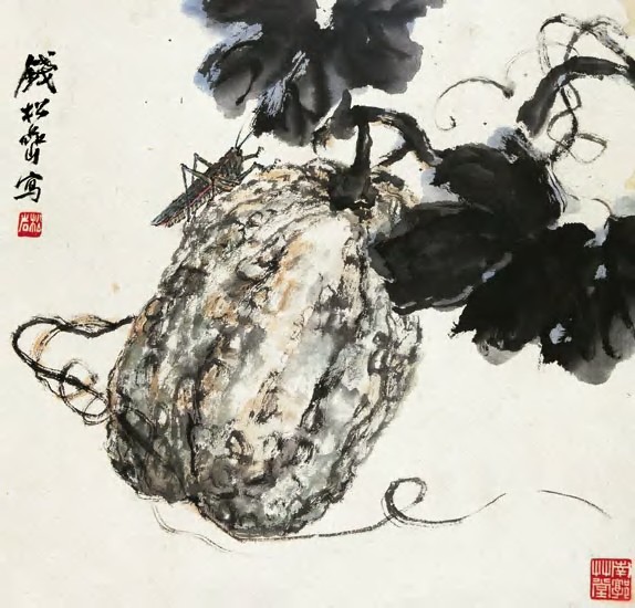 钱松喦 瓜虫 镜心33×35cm