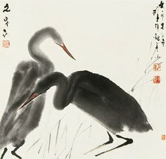 陈文希 双鹭 立轴