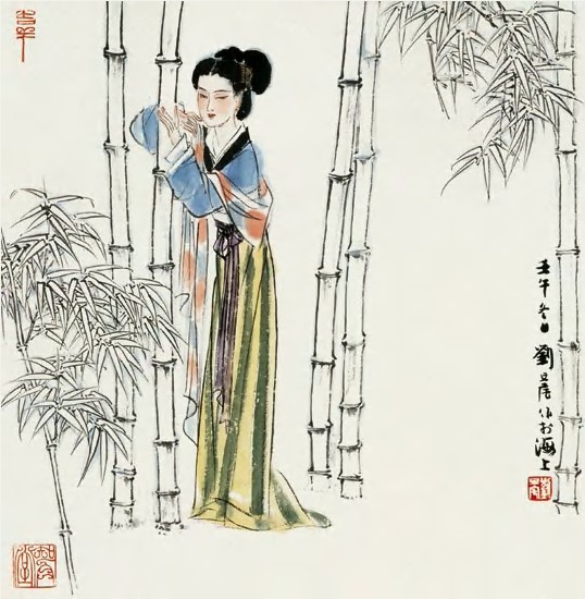 刘旦宅 2002年作 仕女图 镜心44×43cm