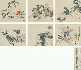 江介 1831年作 花卉草虫册 册页（六开）