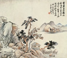 赵云壑 1904年作 高松楼阁 镜心