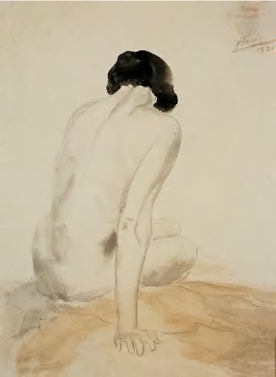 徐悲鸿 1962年作 裸女27×20cm