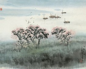 宋玉麟 1988年作 江南春色 镜心