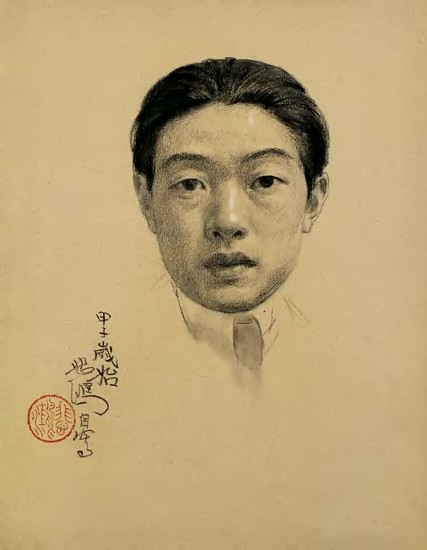 徐悲鸿 1924年作 自画像31.5×24.5cm