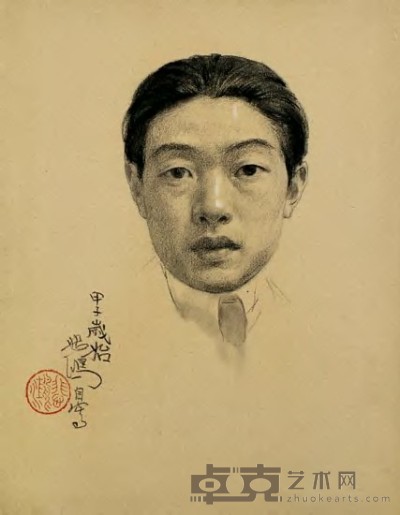 徐悲鸿 1924年作 自画像 31.5×24.5cm
