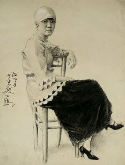 徐悲鸿 1925年作 蒋碧微像46.5×35cm