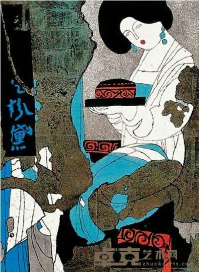 赵经寰 1988年作 壁画风格系列—粉黛 65×47.5cm