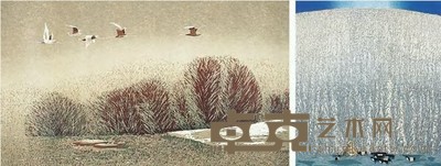 周胜华 1992年作 1975年作 秋雪 叠玉·北方 38×64.5cm；79×69.5cm