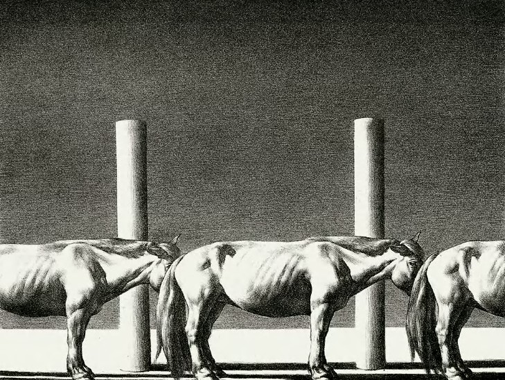 苏新平 1989年作 木桩与马46.5×61.5cm