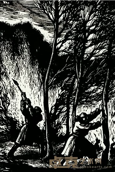 力群 1941年作 伐木 20.4×13.6cm