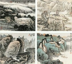 宋玉麟 山水（四帧） 镜心
