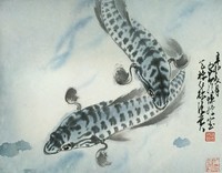 赵少昂 生鱼 镜心