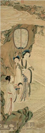 张恺 仕女 立轴 133×46cm