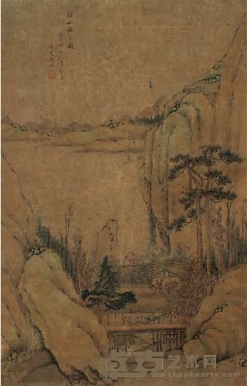 钱杜 溪山论古图 立轴 70×45cm