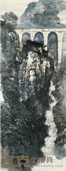 石鲁 辛丑（1961）年作 秦岭涧溪 镜心 134×51cm