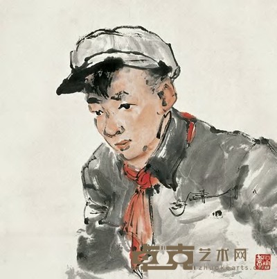 石鲁 人物 立轴 34×34cm