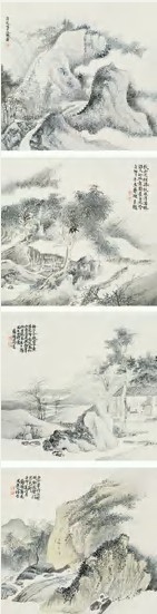 蒋莲 山水人物 册页（八开选四）