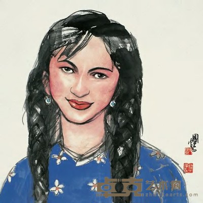 史国良 少女 立轴 67×67cm