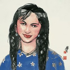 史国良 少女 立轴