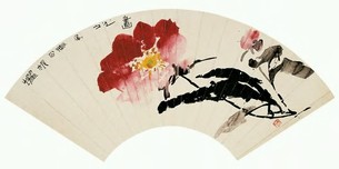 谢之光 朝露溢香图 扇面