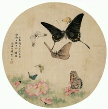 屈兆麟 1895年作 蝶恋花图 镜心