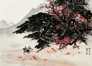 黎雄才 松风并骑图 立轴