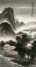 吴石僊 1907年作 溪山烟雨图 立轴