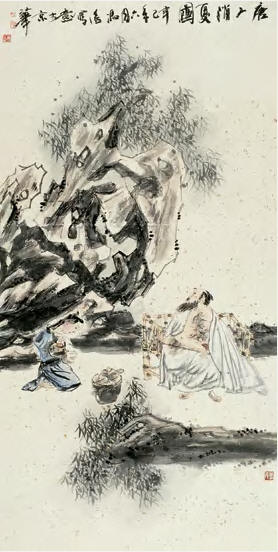 冯远 2001年作 消夏图 镜心130×66cm