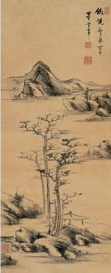 董其昌 仿倪云山水 立轴77.5×31.5cm