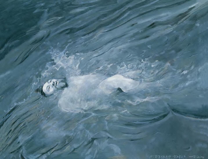 方力钧 2003-2004年作 老栗游泳100×80cm