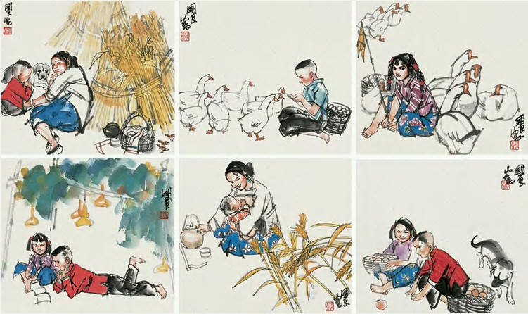 史国良 田园小景 镜心27×24cm×6