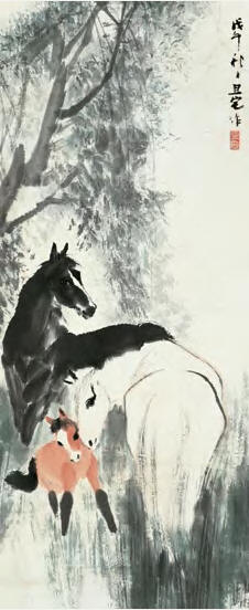刘旦宅 三骏 立轴97.6×40cm