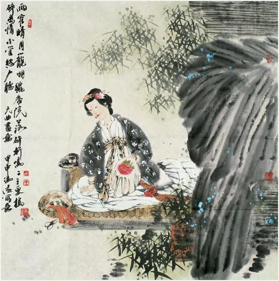 冯远 2004年作 元曲画意 镜心70×69cm