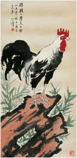 徐悲鸿 雄鸡一声天下白 立轴108×52cm