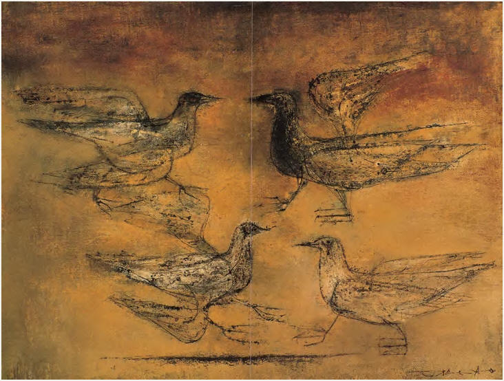 赵无极 1953年作 和平鸽50×65cm