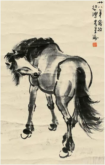 徐悲鸿 马 立轴52×34cm