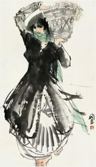 史国良 新疆姑娘 立轴96×55cm
