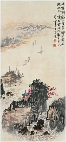 钱松喦 荆溪一角 立轴73×34cm