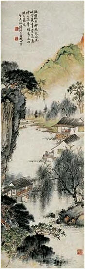 钱松喦 山水 立轴106×33cm