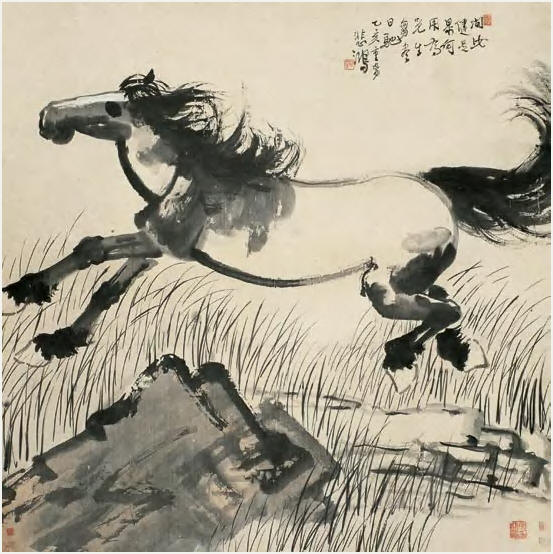 徐悲鸿 1935年作 奔马 立轴107×106.5cm