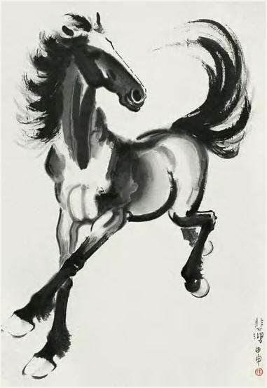 徐悲鸿 1944年作 奔马 立轴67.5×46cm