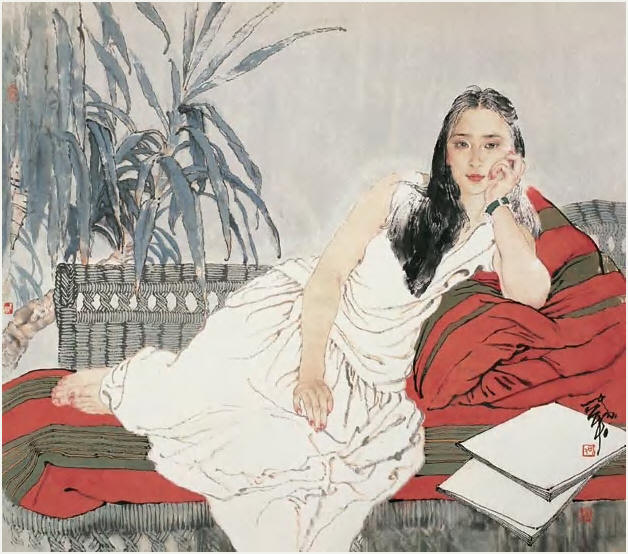 何家英 少女 镜心81×91cm