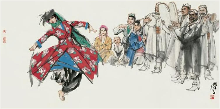 史国良 新疆舞 镜心69×138cm