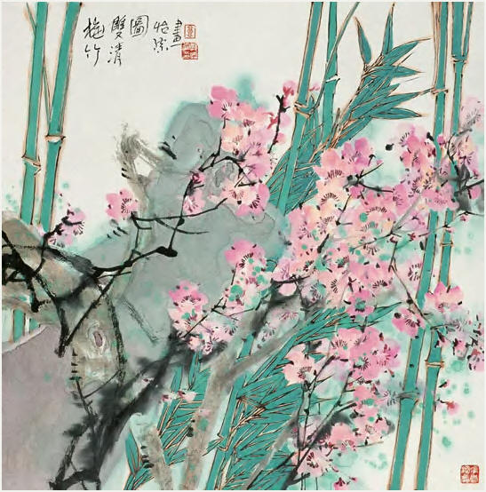 郭怡孮 梅竹双清图 镜心68×68cm