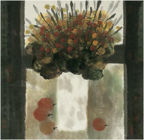 陆春涛 瓶花图 镜心67×67cm