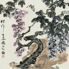 谢之光 花卉蝴蝶 立轴