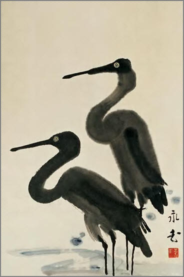 黄永玉 双鹤 立轴68.5×45cm
