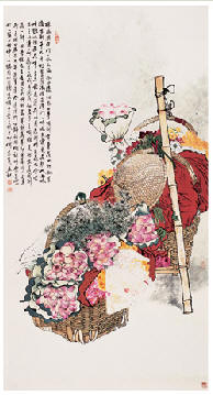 何家英 1999年作 濠江花路 镜心178×96cm