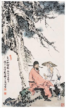 范曾 1985年作 包公私访图 立轴112×67cm