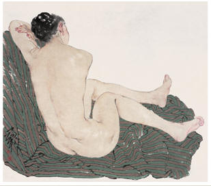 何家英 憩 镜心59×66cm